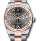 Rolex Stainless Steel And Pink Gold Datejust - 36 MM - Oyster Bracelet - Domed Bezel - Dark Rhodium Roman Dial - 126201 dkrdr69o