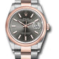 Rolex Stainless Steel And Pink Gold Datejust - 36 MM - Oyster Bracelet - Domed Bezel - Dark Rhodium Index Dial - 126201 dkrio
