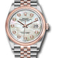 Rolex Stainless Steel And Pink Gold Datejust - 36 MM - Jubilee Bracelet - Domed Bezel - Mother Of Pearl Diamond Dial - 126201 mdj