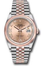 Rolex Stainless Steel And Pink Gold Datejust - 36 MM - Jubilee Bracelet - Domed Bezel - Rose Roman Dial - 126201-0027