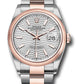 Rolex Stainless Steel And Pink Gold Datejust - 36 MM - Oyster Bracelet - Domed Bezel - Silver Fluted Motif Index Dial - 126201 sflmio
