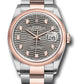 Rolex Stainless Steel And Pink Gold Datejust - 36 MM - Oyster Bracelet - Domed Bezel - Slate Fluted Motif Diamond Dial - 126201 slflmdo