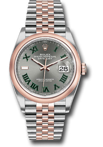 Rolex Stainless Steel And Pink Gold Datejust - 36 MM - Jubilee Bracelet - Domed Bezel - Wimbledon Dial - 126201 slgrj 