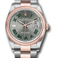 Rolex Stainless Steel And Pink Gold Datejust - 36 MM - Oyster Bracelet - Domed Bezel - Wimbledon Dial - 126201 slgro