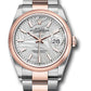 Rolex Stainless Steel And Pink Gold Datejust - 36 MM - Oyster Bracelet - Domed Bezel - Silver Palm Motif Index Dial - 126201 spmio
