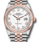 Rolex Stainless Steel And Pink Gold Datejust - 36 MM - Jubilee Bracelet - Domed Bezel - White Roman Dial - 126201 wrj