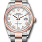 Rolex Stainless Steel And Pink Gold Datejust - 36 MM - Oyster Bracelet - Domed Bezel - White Roman Dial - 126201 wro