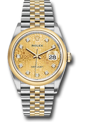 Rolex Stainless Steel And Yellow Gold Datejust - 36 MM - Jubilee Bracelet - Domed Bezel - Champagne Jubilee Diamond Dial - 126203 chjdj