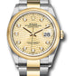 Rolex Stainless Steel And Yellow Gold Datejust - 36 MM - Oyster Bracelet - Domed Bezel - Golden Fluted Motif Diamond Dial - 126203 gflmdo