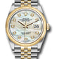 Rolex Stainless Steel And Yellow Gold Datejust - 36 MM - Jubilee Bracelet - Domed Bezel - White Mother of Pearl Diamond Dial - 126203 mdj