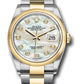 Rolex Stainless Steel And Yellow Gold Datejust - 36 MM - Oyster Bracelet - Domed Bezel - White Mother Of Pearl Diamond Dial - 126203 mdo