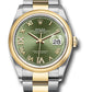 Rolex Stainless Steel And Yellow Gold Datejust - 36 MM - Oyster Bracelet - Domed Bezel - Olive Green Roman Dial - 126203 ogdr69o