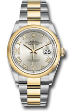 Rolex Stainless Steel And Yellow Gold Datejust - 36 MM - Oyster Bracelet - Domed Bezel - Silver Roman Dial - 126203-0032
