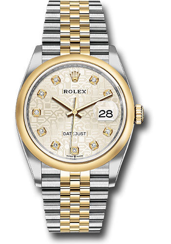 Rolex Stainless Steel And Yellow Gold Datejust - 36 MM - Jubilee Bracelet - Domed Bezel - Silver Jubilee Diamond Dial - 126203 sjdj