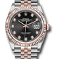  Rolex Stainless Steel And Pink Gold Datejust - 36 MM - Jubilee Bracelet - Fluted Bezel - Black Diamond Dial - 126231 bkdj
