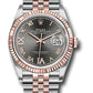 Rolex Stainless Steel And Pink Gold Datejust - 36 MM - Jubilee Bracelet - Fluted Bezel - Dark Rhodium Roman Dial - 126231 dkrdr69j