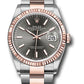 Rolex Stainless Steel And Pink Gold Datejust - 36 MM - Oyster Bracelet - Fluted Bezel - Dark Rhodium Index Dial - 126231 dkrio