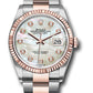 Rolex Stainless Steel And Pink Gold Datejust - 36 MM - Oyster Bracelet - Fluted Bezel - Mother Of Pearl Diamond Dial - 126231 mdo