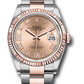 Rolex Stainless Steel And Pink Gold Datejust - 36 MM - Oyster Bracelet - Fluted Bezel - Rose Roman Dial - 126231 rdr69o