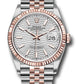 Rolex Stainless Steel And Pink Gold Datejust - 36 MM - Jubilee Bracelet - Fluted Bezel - Silver Fluted Motif Index Dial - 126231 sflmij