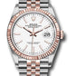 Rolex Stainless Steel And Pink Gold Datejust - 36 MM - Jubilee Bracelet - Fluted Bezel - White Index Dial - 126231 wij