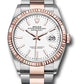 Rolex Stainless Steel And Pink Gold Datejust - 36 MM - Oyster Bracelet - Fluted Bezel - White Index Dial - 126231 wio