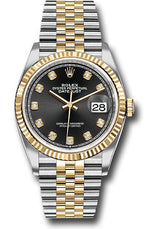 Rolex Stainless Steel And Yellow Gold Datejust - 36 MM - Jubilee Bracelet - Fluted Bezel - Black Diamond Dial - 126233-0021