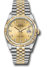 Rolex Stainless Steel And Yellow Gold Datejust - 36 MM - Jubilee Bracelet - Fluted Bezel - Champagne Diamond Dial - 126233-0017