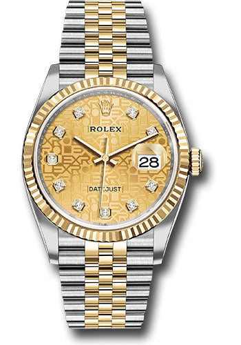 Rolex Stainless Steel And Yellow Gold Datejust - 36 MM - Jubilee Bracelet - Fluted Bezel - Champagne Jubilee Diamond Dial - 126233 chjdj