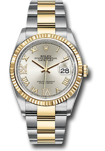 Rolex Stainless Steel And Yellow Gold Rolesor Datejust - 36 MM - Oyster Bracelet - Fluted Bezel -Silver Roman Dial- 126233 sdr69o