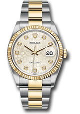 Rolex Stainless Steel And Yellow Gold Datejust - 36 MM - Oyster Bracelet - Fluted Bezel - Silver Jubilee Diamond Dial - 126233-0028