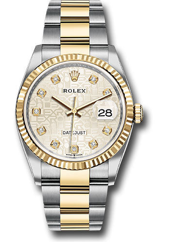 Rolex Stainless Steel And Yellow Gold Rolesor Datejust - 36 MM - Oyster Bracelet - Fluted Bezel - Silver Jubilee Diamond Dial - 126233 sjdo