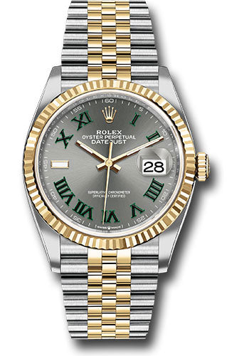 Rolex Stainless Steel And Yellow Gold Datejust - 36 MM - Jubilee Bracelet - Fluted Bezel - Wimbledon Dial - 126233 slgrj