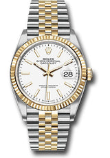 Rolex Stainless Steel And Yellow Gold Datejust - 36 MM - Jubilee Bracelet - Fluted Bezel - White index Dial - 126233-0019