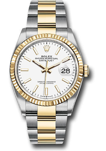 Rolex Stainless Steel And Yellow Gold Datejust - 36 MM -  Jubilee Bracelet - Fluted Bezel - White Index Dial - 126233 wio