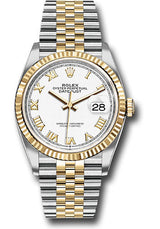 Rolex Stainless Steel And Yellow Gold Datejust - 36 MM - Jubilee Bracelet - Fluted Bezel - White Roman Dial - 126233-0029