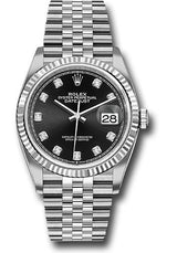 Rolex Stainless Steel And White Gold Datejust - 36 MM - Jubilee Bracelet - Fluted Bezel - Black Diamond Dial - 126234-0027