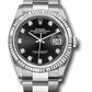 Rolex Stainless Steel And White Gold Datejust - 36 MM - Oyster Bracelet - Fluted Bezel - Black Diamond Dial - 126234 bkdo