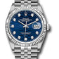 Rolex Stainless Steel And White Gold Datejust - 36 MM - Jubilee Bracelet - Fluted Bezel - Blue Fluted Motif Diamond Dial - 126234 blflmdj