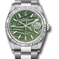 Rolex Stainless Steel And White Gold Datejust - 36 MM - Oyster Bracelet - Fluted Bezel - Olive Green Palm Motif Dial - 126234 ogpmio