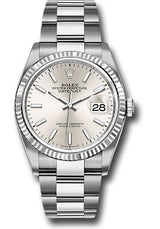 Rolex Stainless Steel And White Gold Datejust - 36 MM - Oyster Bracelet - Fluted Bezel - Silver Index Dial - 126234-0014