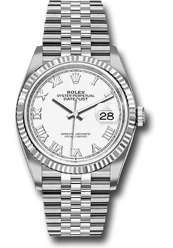 Rolex Stainless Steel And White Gold Datejust - 36 MM - Jubilee Bracelet - Fluted Bezel - White Roman Dial - 126234 wrj