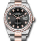 Rolex Stainless Steel And Pink Gold Datejust - 36 MM - Oyster Bracelet - Diamond Bezel - Black Diamond Dial - 126281RBR bkdo