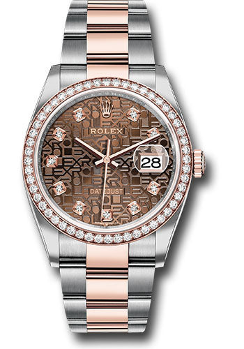 Rolex Stainless Steel And Pink Gold Datejust - 36 MM - Oyster Bracelet - Diamond Bezel - Chocolate Jubilee Diamond Dial - 126281RBR chojdo