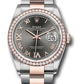 Rolex Stainless Steel And Pink Gold Datejust - 36 MM - Oyster Bracelet - Diamond Bezel - Dark Rhodium Roman Dial - 126281RBR dkrdr69o