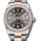 Rolex Stainless Steel And Pink Gold Datejust - 36 MM - Oyster Bracelet - Diamond Bezel - Dark Rhodium Index Dial - 126281RBR dkrio