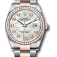 Rolex Stainless Steel And Pink Gold Datejust - 36 MM - Oyster Bracelet - Diamond Bezel - Mother Of Pearl Diamond Dial - 126281RBR mdo