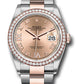 Rolex Stainless Steel And Pink Gold Datejust - 36 MM - Oyster Bracelet - Diamond Bezel - Rose Roman Dial - 126281RBR rdr69o
