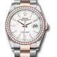 Rolex Stainless Steel And Pink Gold Datejust - 36 MM - Oyster Bracelet - Diamond Bezel - White Index Dial - 126281RBR wio