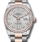Rolex Stainless Steel And Pink Gold Datejust - 36 MM - Oyster Bracelet - Diamond Bezel - Silver Fluted Motif Diamond Dial - 126281rbr sflmdo